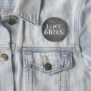 SlipperyJoe's Ik Hou Van Meisjes vuile schoolbord Ronde Button 5,7 Cm
