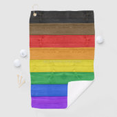 SlipperyJoe's Inclusieve gay pride vlag getexturee Golfhanddoek (Insitu)
