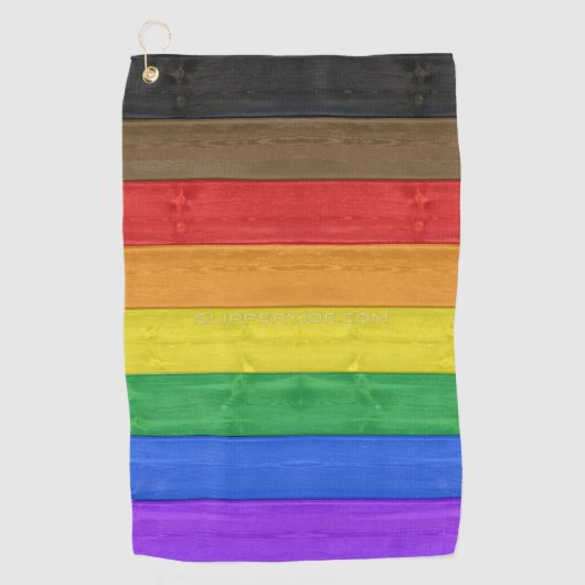 SlipperyJoe's Inclusieve gay pride vlag getexturee Golfhanddoek (Voorkant)