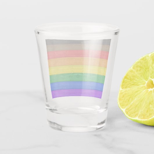 SlipperyJoe's Inclusieve gay pride vlag getexturee Shot Glas (Achterkant)