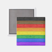 SlipperyJoe's inclusieve gay pride vlag houten bla Magneet (Voorkant / Achterkant)