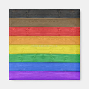 SlipperyJoe's inclusieve gay pride vlag houten bla Magneet