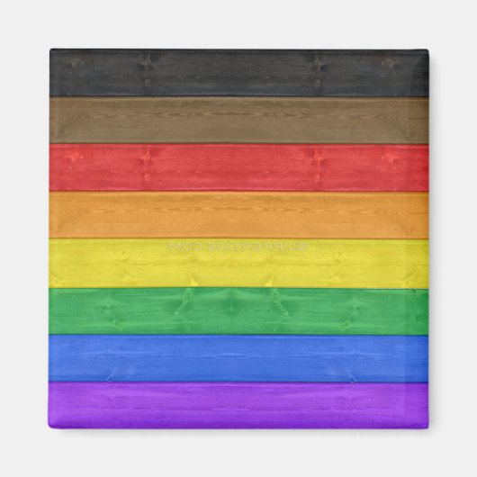 SlipperyJoe's inclusieve gay pride vlag houten bla Magneet (Voorkant)