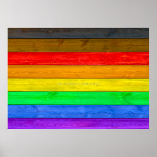 SlipperyJoe's inclusieve homopridevlag houten zwar Poster