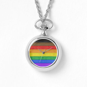 SlipperyJoe's inclusieve regenboogvlag textuur ru Horloge