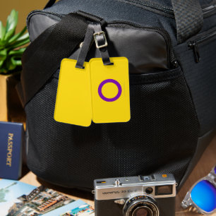 SlipperyJoe's Intersekse trotsvlag gele achtergron Bagagelabel