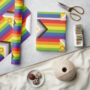 SlipperyJoe's Intersekse trotsvlag gele achtergron Cadeaupapier