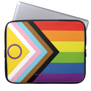 SlipperyJoe's Intersekse trotsvlag gele achtergron Laptop Sleeve
