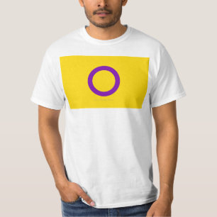 SlipperyJoe's Intersekse trotsvlag gele achtergron T-shirt