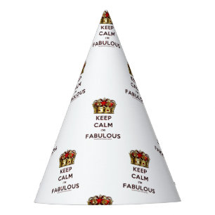 SlipperyJoe's keep calm fabulous gouden kroon rood Feesthoedjes