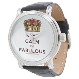 SlipperyJoe's keep calm fabulous gouden kroon rood Horloge