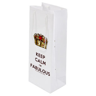 SlipperyJoe's keep calm fabulous gouden kroon rood Wijn Cadeautas