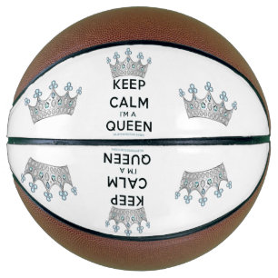 SlipperyJoe's keep calm koningin gepolijst zilvere Basketbal