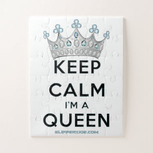 SlipperyJoe's keep calm koningin gepolijst zilvere Legpuzzel