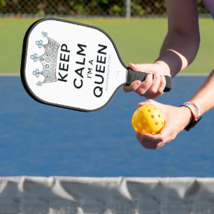 SlipperyJoe's keep calm koningin gepolijst zilvere Pickleball Paddle