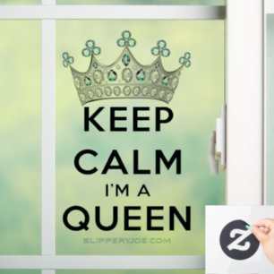 SlipperyJoe's keep calm koningin gepolijst zilvere Raamsticker
