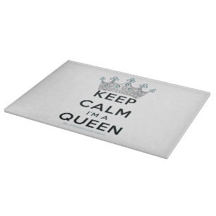 SlipperyJoe's keep calm koningin gepolijst zilvere Snijplank
