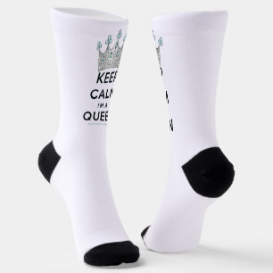 SlipperyJoe's keep calm koningin gepolijst zilvere Sokken