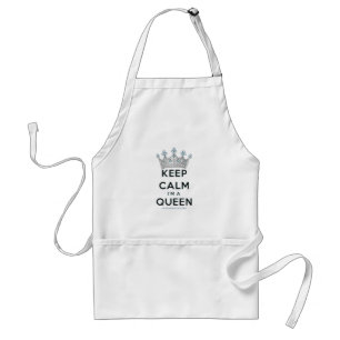 SlipperyJoe's keep calm koningin gepolijst zilvere Standaard Schort