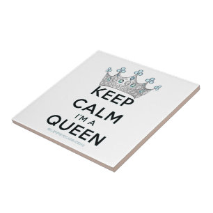 SlipperyJoe's keep calm koningin gepolijst zilvere Tegeltje
