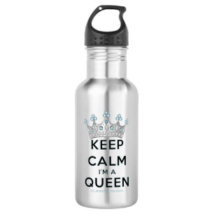 SlipperyJoe's keep calm koningin gepolijst zilvere Waterfles