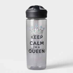 SlipperyJoe's keep calm koningin gepolijst zilvere Waterfles