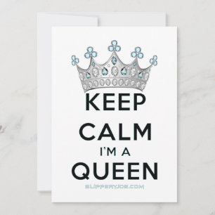SlipperyJoe's keep calm queen gepolijst zilveren k Feestdagenkaart