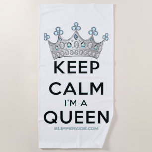 SlipperyJoe's keep calm queen gepolijst zilveren k Strandlaken