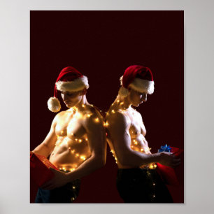 SlipperyJoe's kerst shirtloze mannen vakantie verl Poster