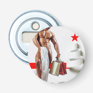 SlipperyJoe's Kerstinkopen wit papier spira Button Flesopener