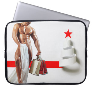 SlipperyJoe's kerstinkopen wit papier spira Laptop Sleeve