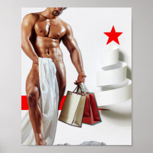 SlipperyJoe's Kerstinkopen wit papier spira Poster
