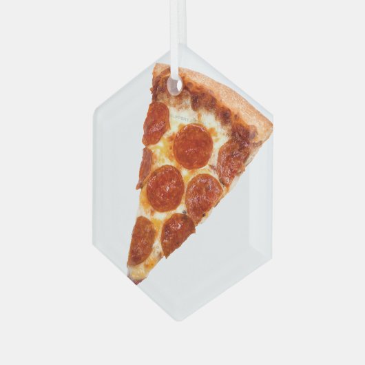 SlipperyJoe's klassieke pepperoni pizza gesmolten Glas Ornament (Voorkant links)