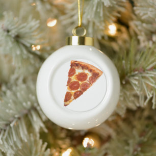 SlipperyJoe's klassieke pepperoni pizzapunt gesmol Keramische Bal Ornament