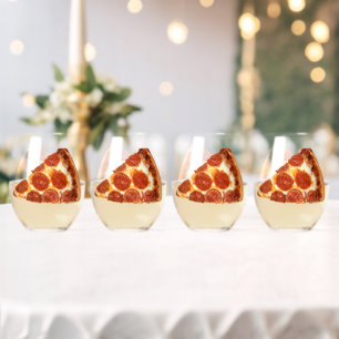 SlipperyJoe's klassieke pepperoni pizzapunt gesmol Wijnglas Zonder Voet