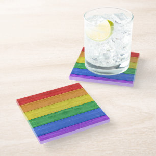 SlipperyJoe's klassieke regenboog tactiele handgem Glazen Onderzetter