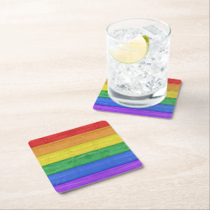 SlipperyJoe's klassieke regenboog tactiele handgem Vierkante Kartonnen Onderzetter