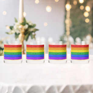 SlipperyJoe's klassieke regenboog tactiele handgem Whisky Glas