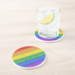 SlipperyJoe's klassieke regenboog tactiele handgem Zandsteen Onderzetter