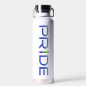 SlipperyJoe's kleurrijke pride woord blauw regenbo Waterfles (Achterkant)