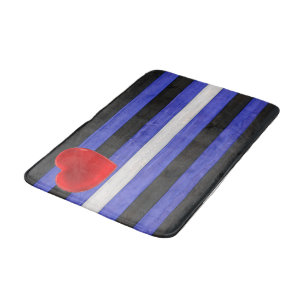 SlipperyJoe's leren trotsvlag zwart koningsblauw Badmat