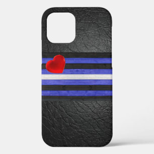 SlipperyJoe's leren trotsvlag zwart koningsblauw  iPhone 12 Pro Hoesje