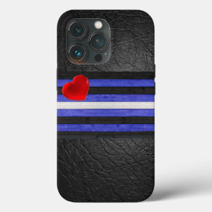 SlipperyJoe's leren trotsvlag zwart koningsblauw iPhone 13 Pro Hoesje