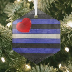 SlipperyJoe's leren trotsvlag zwart koningsblauw Glas Ornament
