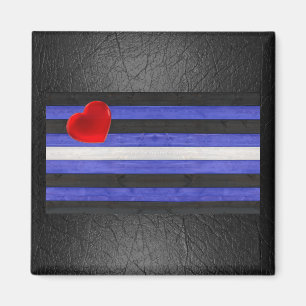 SlipperyJoe's leren trotsvlag zwart koningsblauw Magneet