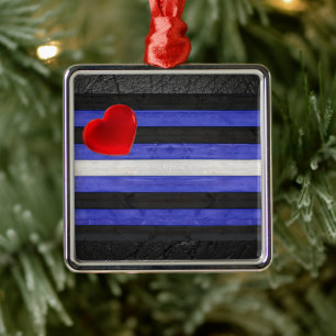 SlipperyJoe's leren trotsvlag zwart koningsblauw Metalen Ornament