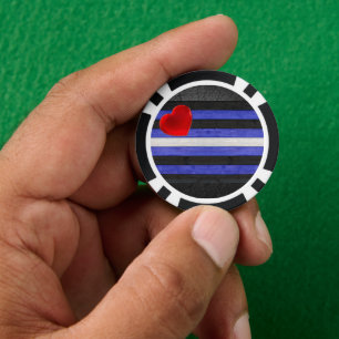 SlipperyJoe's leren trotsvlag zwart koningsblauw  Poker Chips