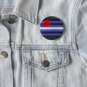 SlipperyJoe's leren trotsvlag zwart koningsblauw  Ronde Button 5,7 Cm