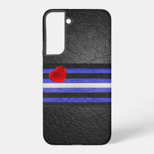 SlipperyJoe's leren trotsvlag zwart koningsblauw Samsung Galaxy Hoesje