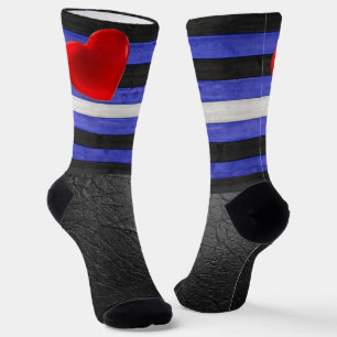 SlipperyJoe's leren trotsvlag zwart koningsblauw Sokken